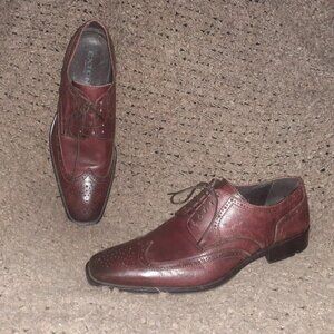 EXTON-Italy-Oxblood/Burgundy Leather Wingtip/Brogue-Sz 42-Excellent